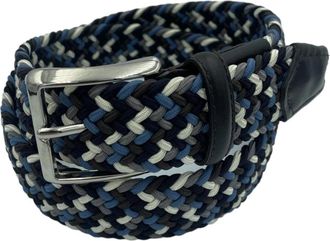 Paolo Vitale Gevlochten Elastische Riem - unisex - Riemen - Blauw - 110 CM - Leer - Accessoires