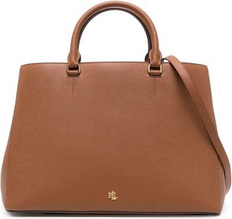 Lauren Ralph Lauren Hanna leather satchel bag - women - Calf Leather/Polyester - One Size - Brown