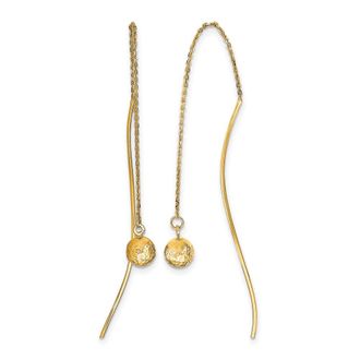 Diamond2Deal 14k Yellow Gold Diamond-cut Threader Drop Dangle Earrings
