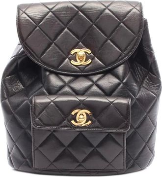 Chanel 1996-1997 CC gewatteerde lamsleren rugzak - Zwart