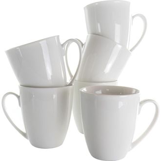 Elama Rosales 6 Piece 12 Ounce Porcelain Mug Set in White at Nordstrom