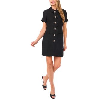 CeCe by Cynthia Steffe Rhinestone Button Boucl&eacute; Minidress in Rich Black at Nordstrom, Size 12