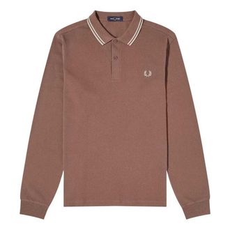Fred Perry Herenpoloshirt met lange mouwen (Baksteen)