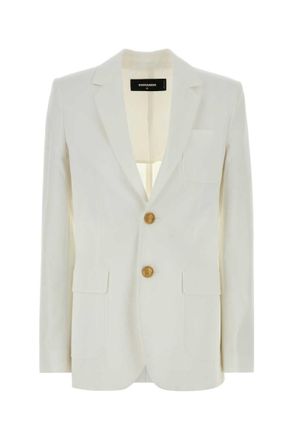 Dsquared2 White Solid Notched Lapel Jacket
