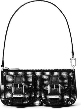 Michael Kors Zoe Small Convertible Pouchette Womens Handbags Black 3, Leather/Polyester