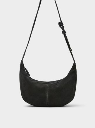 Simons Womens Minimalist suede half-moon bag Exclusive collection from Italy