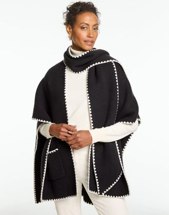 Talbots Knit Scarf Ruana - Black - 001 Talbots