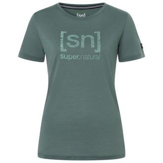 super.natural Logo Lines Tee Merinoshirt f&uuml;r Damen | gr&uuml;n/ light jade