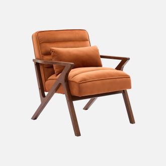 Sweeek Sill&oacute;n Escandinavo De Madera De Hevea Y Terciopelo