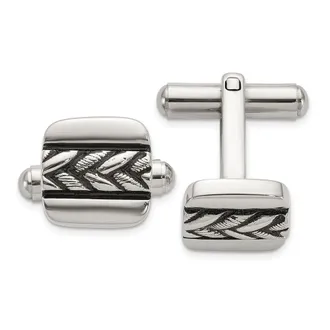 Diamond2Deal Stainless Steel Antiqued and Polished Cuff Links