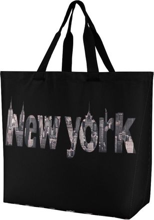 Generic New York Large Reusable Shopping Bag Lightweight Foldable Tote Bags Washable Shoulder Handbag