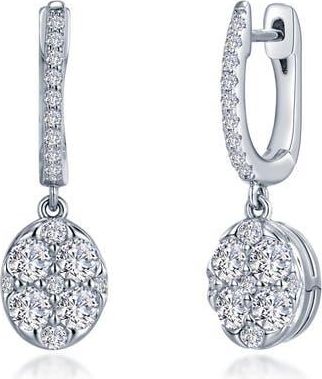 Lafonn Simulated Diamond Pav&eacute; Disc Huggie Earrings in White at Nordstrom Rack