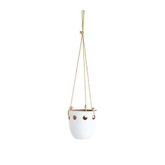 Foreside Home And Garden 5.75 x 24.75 Galiot White Round Cutout Indoor Hanging Terracotta Planter at Nordstrom