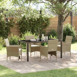 vidaXL Vidaxl - Conjunto De Comedor De Jard&iacute;n Con Coj&iacute;n 5 Pcs Beige Polirat&aacute;n