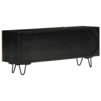 Berkfield Home TV Cabinet 110x30x45 cm Solid Wood Mango in Black | Size: 110 x 30 x 45 cm