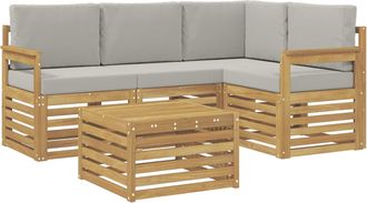 vidaXL Conjunto De Sof&aacute;s De Exterior 5 Uds. Blanco Y Gris Claro Vidaxl