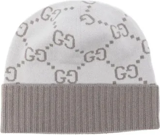 Gucci GG-pattern beanie hat - women - Cashmere - M - Grey