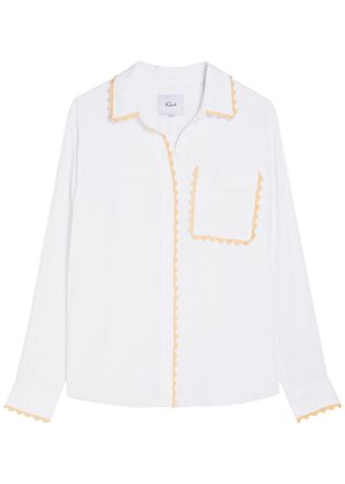 Rails Saya Embroidered Linen-blend Shirt - White - S (UK8-10 / S)