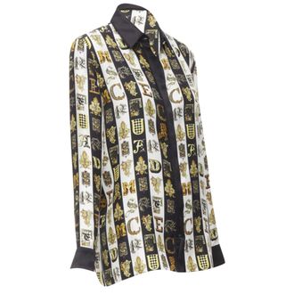 Versace VirtAlphabet Barocco Medusa button silk shirt