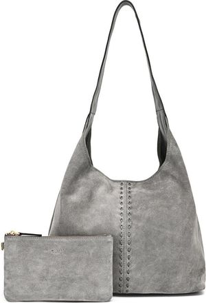 OLD TREND Hydrangea Genuine Leather Suede Classic Hobo Bag in Grey at Nordstrom