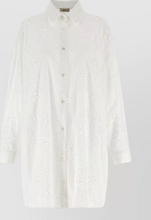Herno floral embroidery long sleeve cotton shirt