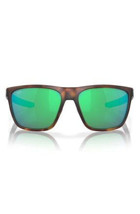 Costa Ferg 59mm Polarized Mirrored Rectangular Sunglasses in Tortoise /Green Mirror 580G at Nordstrom