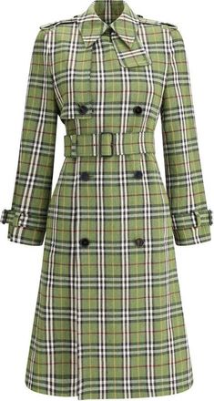 Burberry Check Archiefjas - Dames - Trenchcoats - Groen - 2XS - Jassen