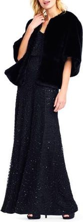 Adrianna Papell Faux Fur Jacket in Black at Nordstrom Rack, Size Medium