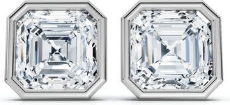 Pompeii3 2ct TW Asscher Cut Bezel Diamond Studs 14k Gold Lab Grown