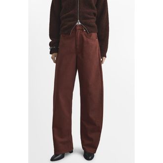 Mango Mid Rise Balloon Jeans in Burnt Orange at Nordstrom, Size 14