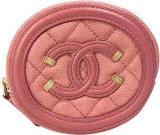 Chanel Tweedehands leren portemonnees - Dames - Vintage Accessoires - Roze - ONE Size - Leer - Vintage