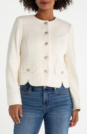 Liverpool L.A. Scallop Trim Jacket in Cream Boucle at Nordstrom, Size X-Small