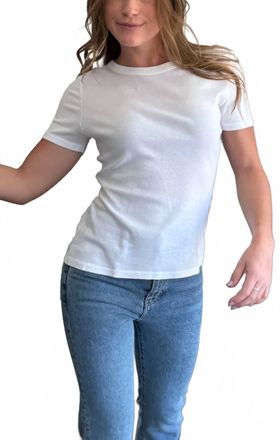 Michael Stars Mady High Crew Neck Tee In White