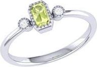 LuvMyJewelry La Vie Emerald Cut Peridot & Diamond Ring - 0.04ct. in 14K White Gold/Green at Nordstrom Rack, Size 7.5