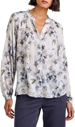 Bella Dahl Floral Print Button-Up Blouse in Frozen Wisteria at Nordstrom, Size Small