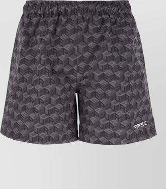 Purple mens polyester swim shorts back pocket