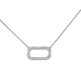 AllSaints Pav&eacute; Crystal Hexagon Link Pendant Necklace in Rhodium at Nordstrom Rack