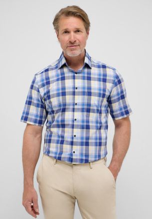 Eterna Kurzarmhemd ETERNA MODERN FIT, Herren, Gr. 40, Normalgr&ouml;ssen, blau (dunkelblau), Twill, 100% Baumwolle, tailliert, Hemden Kurzarmhemd, NON IRON (b&uuml;gel