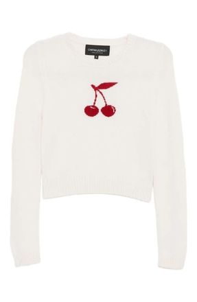Cynthia Rowley Intarsia Cropped Sweater in Ivory at Nordstrom, Size X-Small
