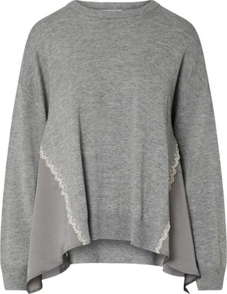 Liu Jo Ronde hals gebreide kleding - Dames - Ronde hals truien - Grijs - S - Wol - Truien & Vesten
