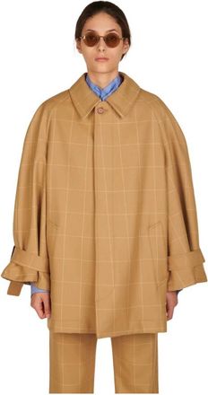 JEJIA Geruite Kamelenprint Wollen Jas - Dames - Zomerjassen - Beige - XS - Wol - Jassen