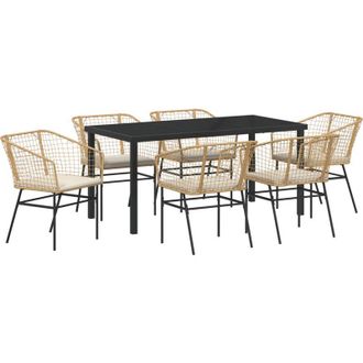 vidaXL Vidaxl - Conjunto De Comedor De Jard&iacute;n 7 Pcs Marr&oacute;n Rat&aacute;n Sint&eacute;tico