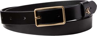 Calvin Klein Lederg&uuml;rtel CALVIN KLEIN SQUARE BUCKLE CK LOOP 25MM, Damen, Gr. 11,5, schwarz (schwarz, antique light gold), Rindsleder, unifarben, G&uuml;rtel Lederg&uuml;rtel
