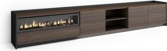 Skraut Home Skraut Home - Mueble Tv, Televisi&oacute;n, Muebles De Sal&oacute;n, Almacenaje, 310x37x50cm, Para Tv Hasta 80, Chimenea El&eacute;ctrica, Led, Estilo Moderno, Roble Oscur