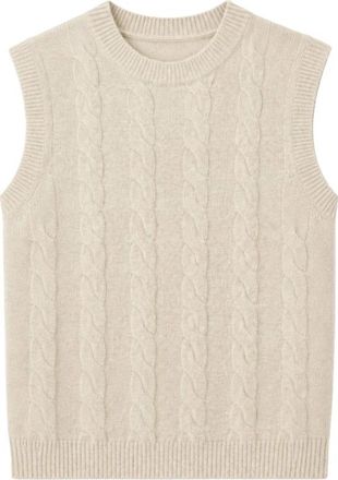 Vanessa Bruno Herve Pullunder - Dames - Ronde hals truien - Beige - S - Truien & Vesten