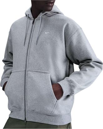 Nike Solo Swoosh Full-Zip Fleece Hoodie Dark Grey Heather Light Smoke Grey White HV1084-063