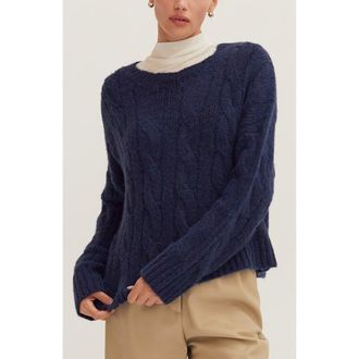 Crescent Cable Knit Sweater in Navy at Nordstrom, Size X-Small