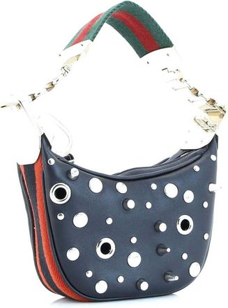 Gucci Attache Shoulder Bag Grommet Embellished Leather Mini (Authentic Pre-Loved)