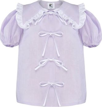 Sleeper Top pigiama in lino con maniche a palloncino - Viola