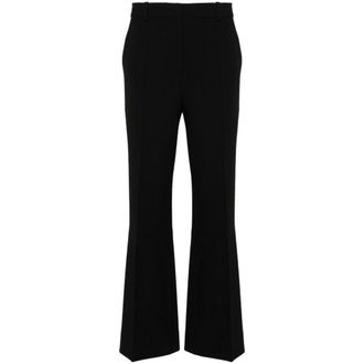 Victoria Beckham Zwarte Flared Broek Stikdetail - Dames - Wijde Broeken - Zwart - XS - Broeken